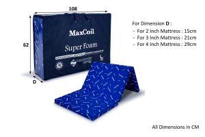 MaxCoil Super Foam 2''/3''/4'' Foldable Mattress